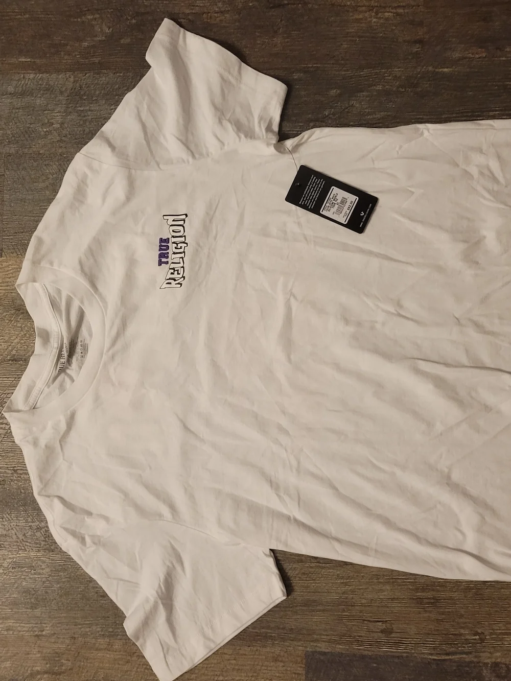 True Religion White Logo Crew Neck T-Shirt